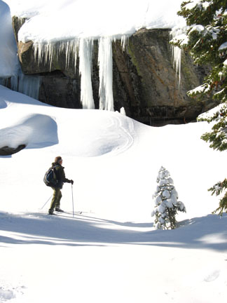 Image of granite wall with ice formation