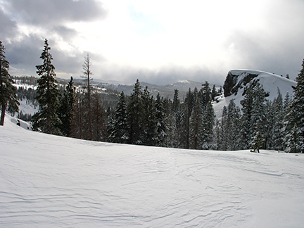 Image gully below that is ascended to reach Andesite Ridge.