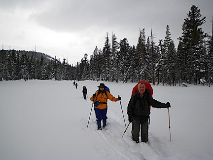 Image of skiers on Miller Lake