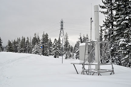 Image of SMUD rain gauge and power lines